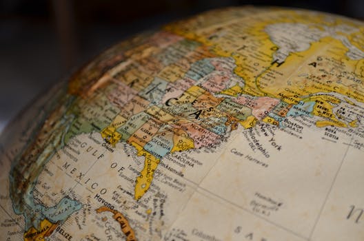 High-resolution close-up of North America on a vintage globe, showcasing detailed geographical features.